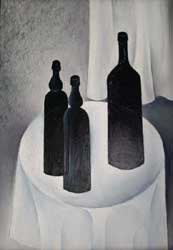 Black Bottles. Oil on Canvas. Moscow, 1974 24x38