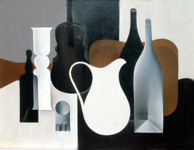 Still Life with Quitar and Pitcher. Oil on Canvas. Moscow, 1975 33x25.5