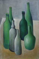 Green Bottles. Oil on Canvas. Moscow, 1972 20x27